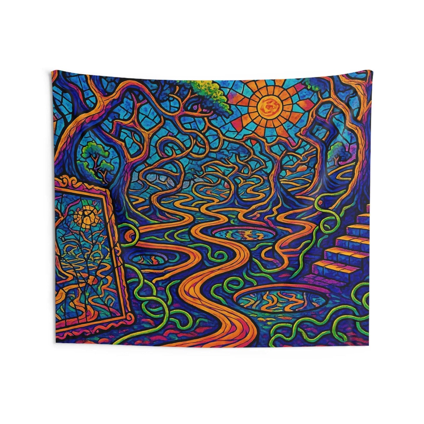 Vibrant Indoor Wall Tapestry - Bohemian Home Decor, Psychedelic Art, Living Room Wall Hanging, Gift for Dreamers, Festival Decor