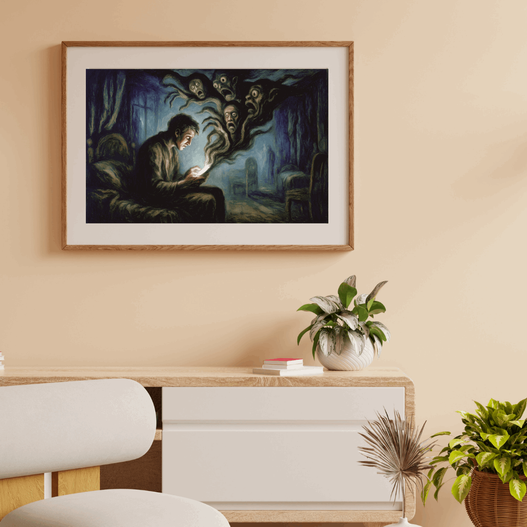 The Devil in the Glow – Surreal Gothic Horror Print Inspired by Fuseli