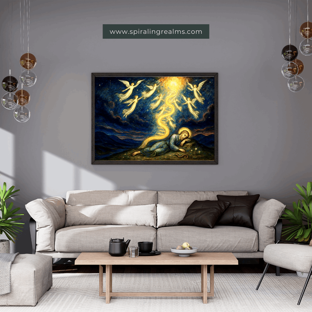 The Dream of the Golden Ladder – Visionary Bible Art Print (Digital Download)