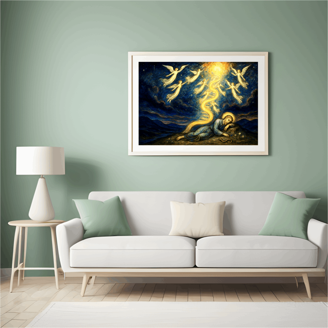 The Dream of the Golden Ladder – Visionary Bible Art Print (Digital Download)