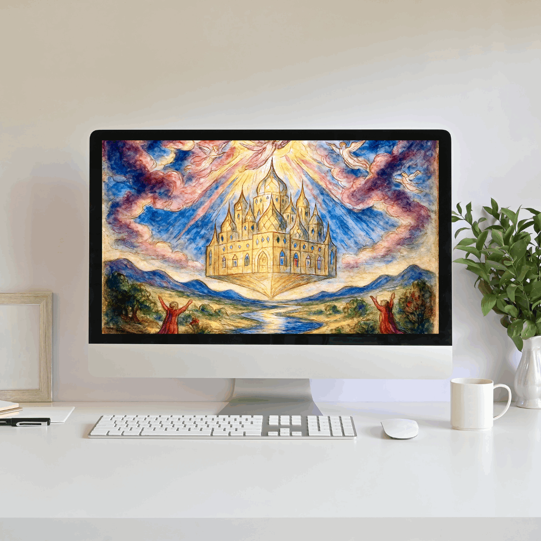 The Ecstasy of Descent – Visionary New Jerusalem Art Print (Digital Download)