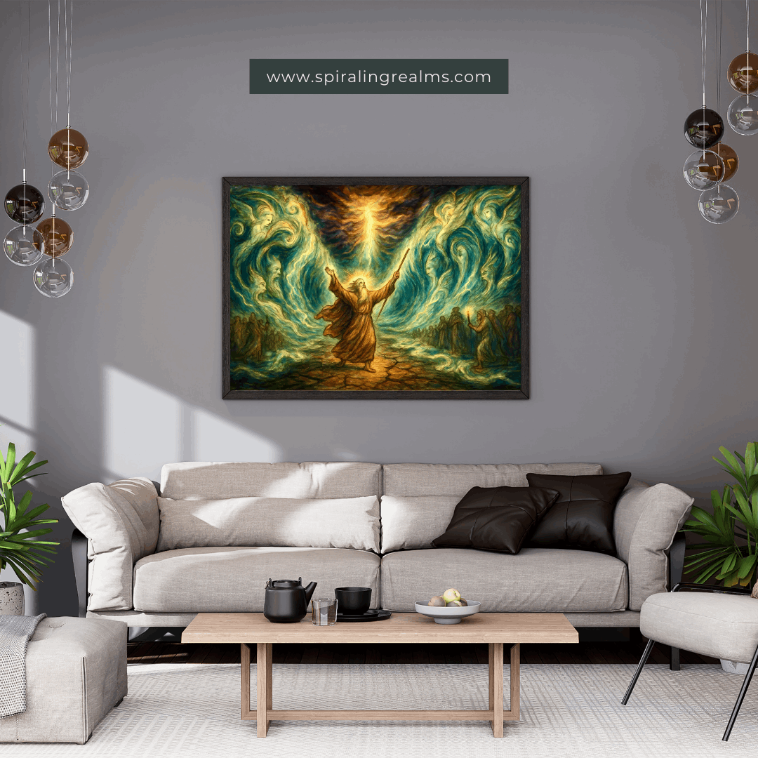 The Path Through the Abyss – Moses Parts the Red Sea Visionary Art Print (Digital Download)