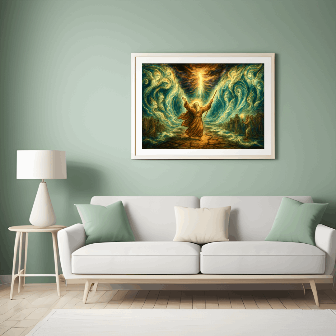 The Path Through the Abyss – Moses Parts the Red Sea Visionary Art Print (Digital Download)
