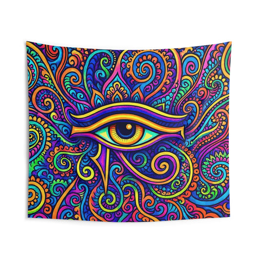 Vibrant Bohemian Wall Tapestry, Colorful Home Decor, Psychedelic Wall Art, Eye Design Tapestry, Unique Gift for Art Lovers