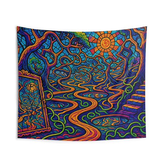 Vibrant Indoor Wall Tapestry - Bohemian Home Decor, Psychedelic Art, Living Room Wall Hanging, Gift for Dreamers, Festival Decor