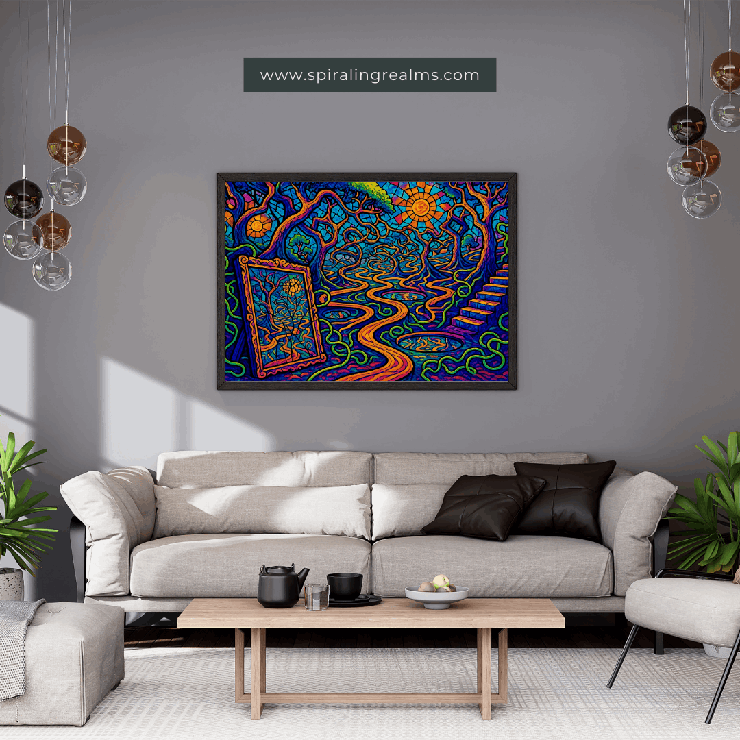 The Path That Sees You – Psychedelic Forest Mirror Wall Art (Infinite Loop Collection)