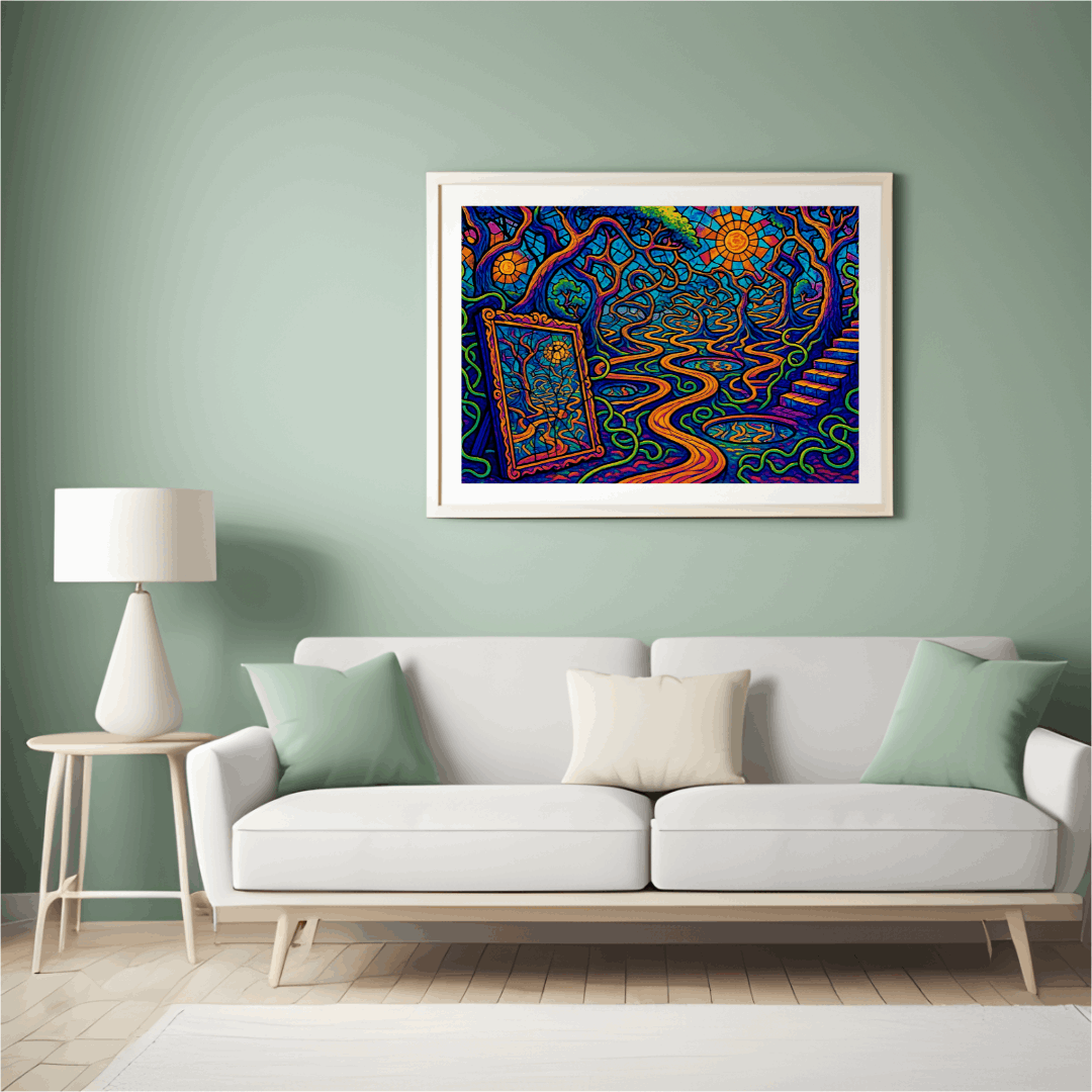 The Path That Sees You – Psychedelic Forest Mirror Wall Art (Infinite Loop Collection)