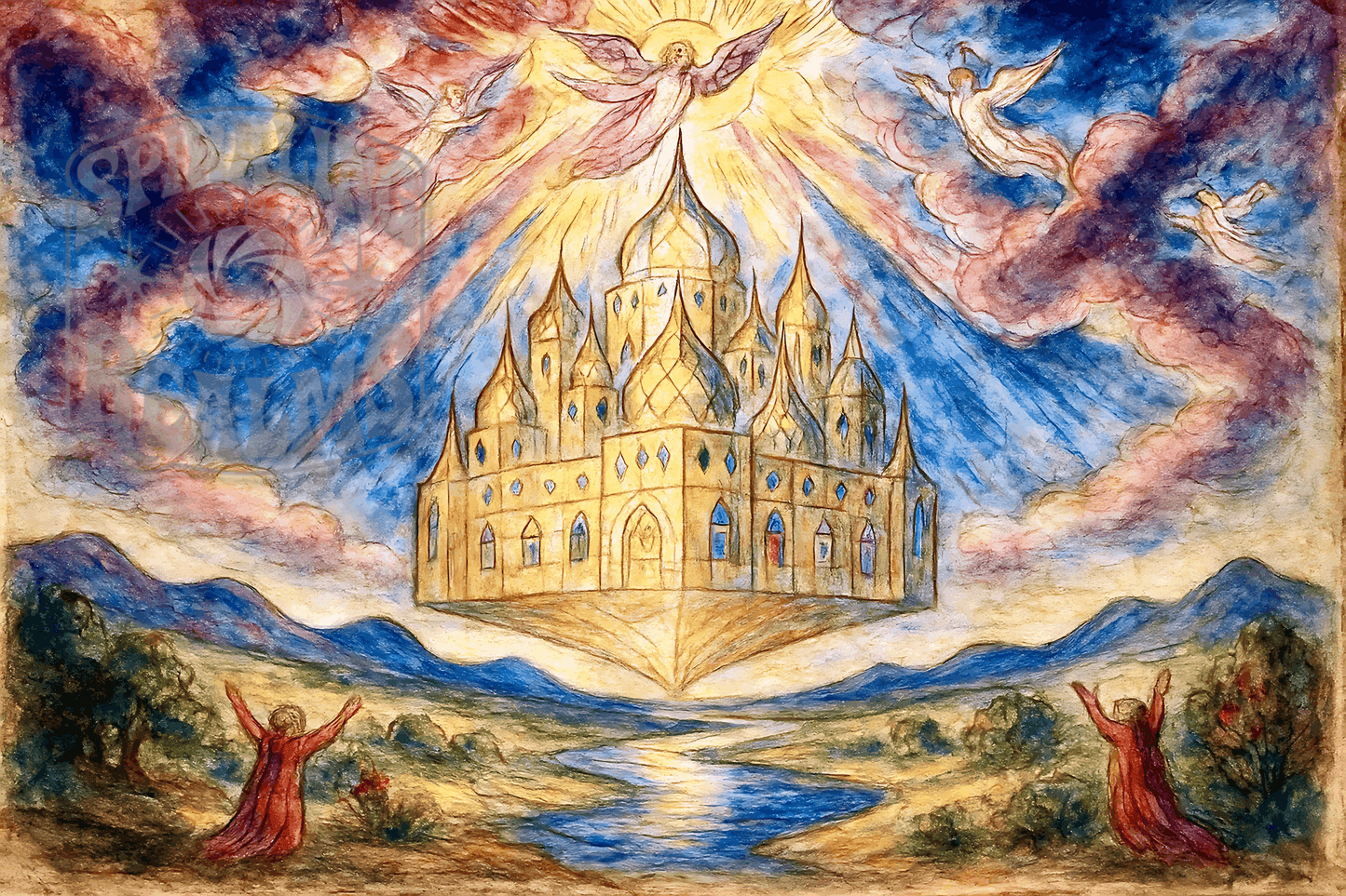 The Ecstasy of Descent – Visionary New Jerusalem Art Print (Digital Download)