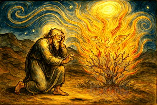 The Flame That Speaks – Visionary Burning Bush Art Print (Digital Download)