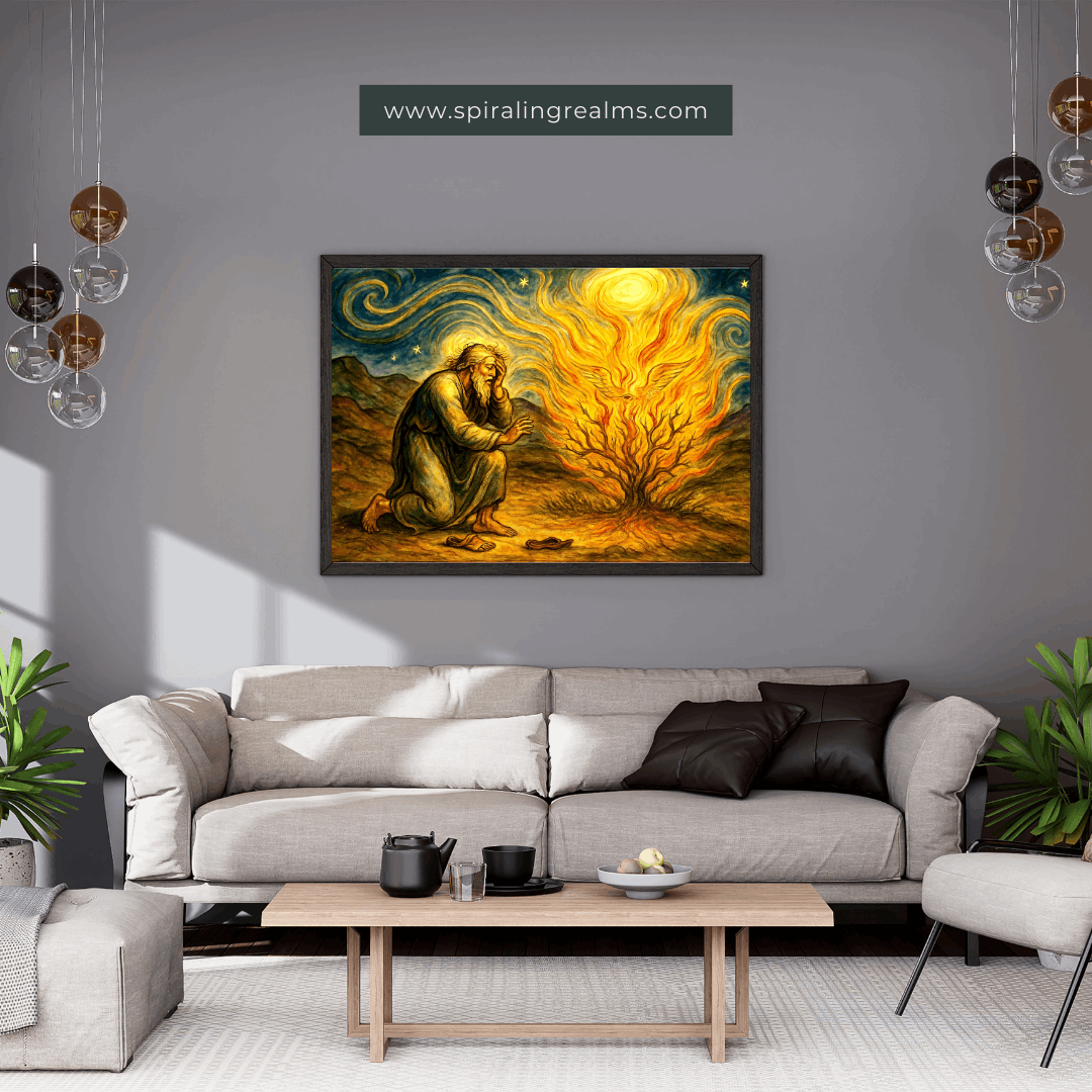 The Flame That Speaks – Visionary Burning Bush Art Print (Digital Download)