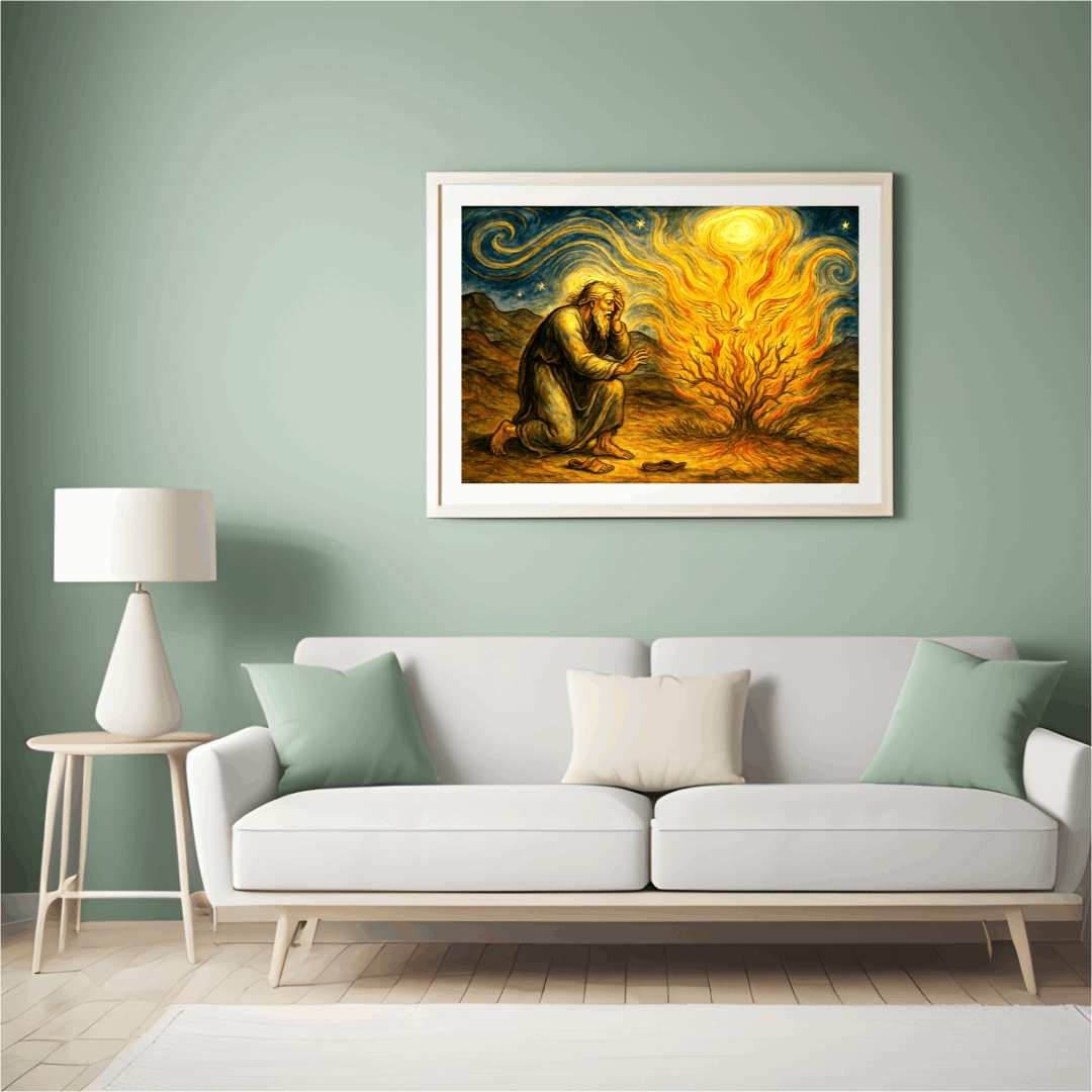 The Flame That Speaks – Visionary Burning Bush Art Print (Digital Download)