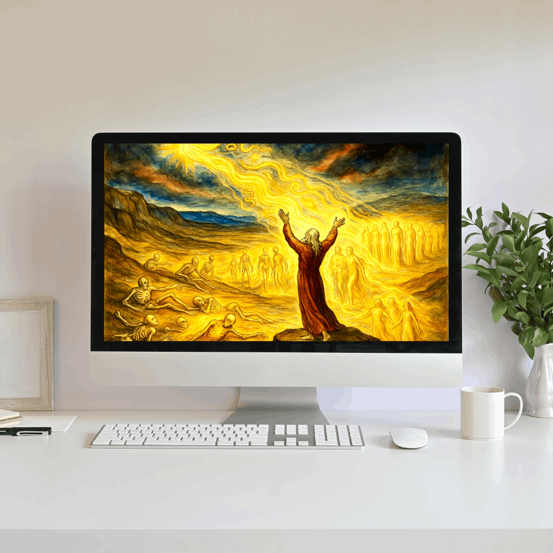 The Gold of Ruach – Visionary Dry Bones Resurrection Art (Digital Download)
