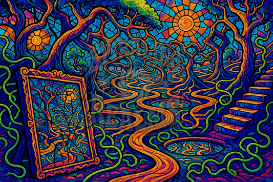 The Path That Sees You – Psychedelic Forest Mirror Wall Art (Infinite Loop Collection)