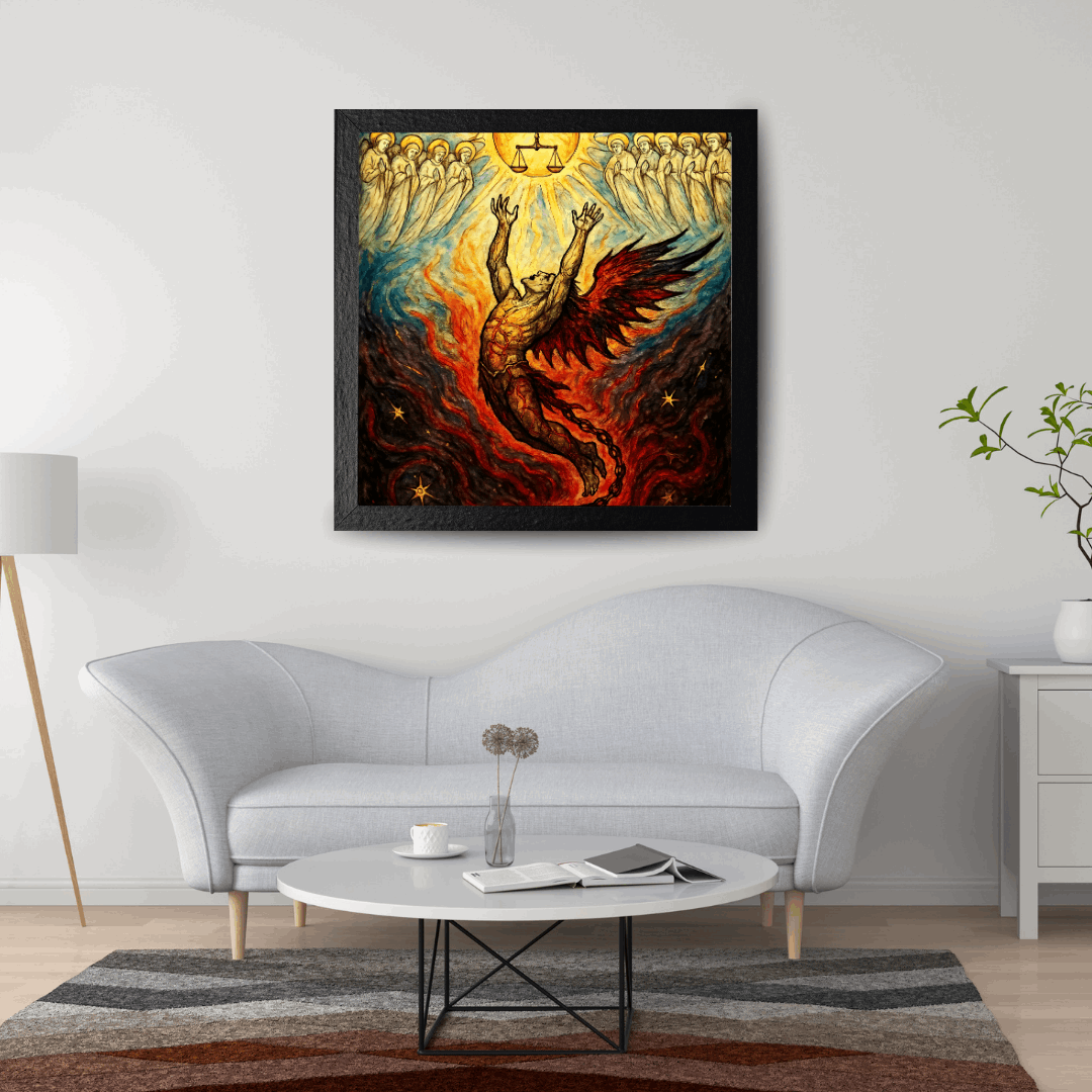 The Scales of Heaven – Fall of Lucifer Visionary Bible Art Print (Digital Download)