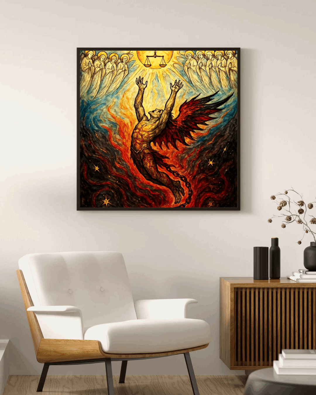 The Scales of Heaven – Fall of Lucifer Visionary Bible Art Print (Digital Download)